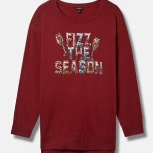 Torrid Fizz The Season Cozy Fleece Sweatshirt -Wine - Torrid 3 - NWT
